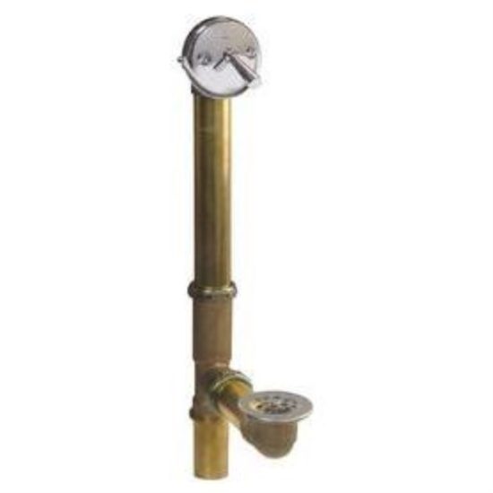 Keeney Rough Brass Trip Lever Bath Drain with Polished Chrome Trim