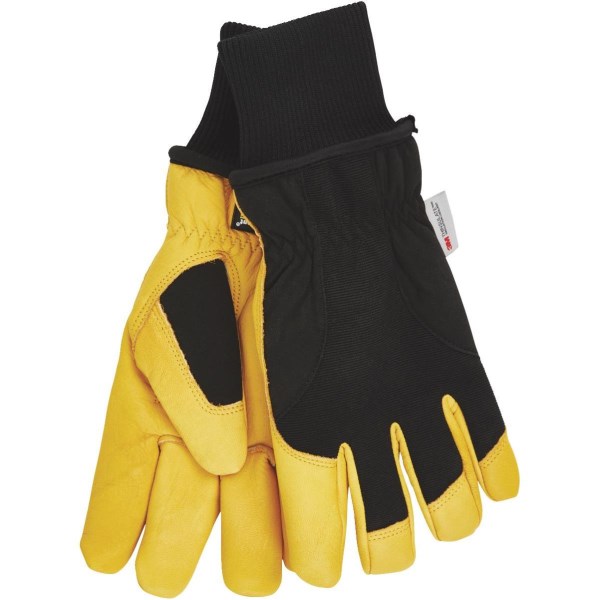 Wells Lamont HydraHyde Men's Large Grain Goatskin Black & Tan Insulated Work Glove