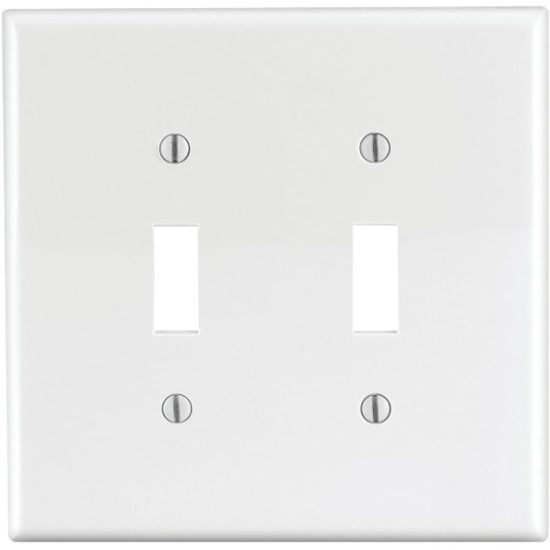 Leviton 2-Gang Thermoplastic Nylon Mid-Way Toggle Switch Wall Plate, White