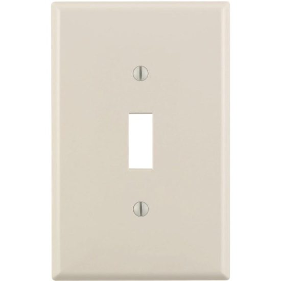 Leviton 1-Gang Thermoplastic Nylon Mid-Way Toggle Switch Wall Plate, Light Almond