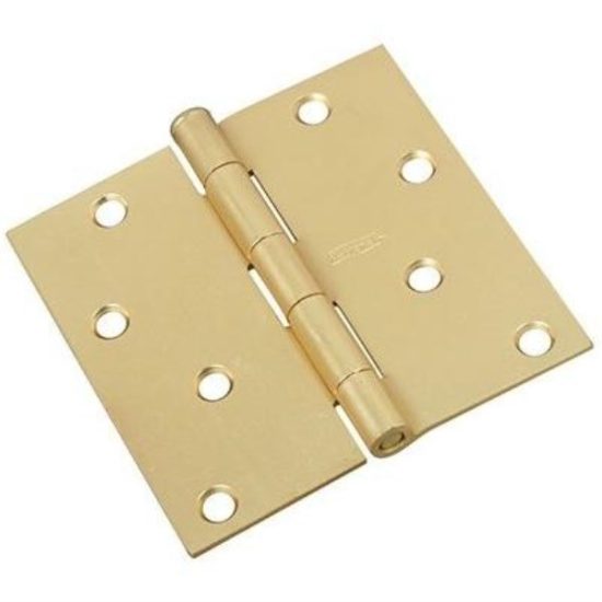 National 4 In. Square Satin Brass Door Hinge