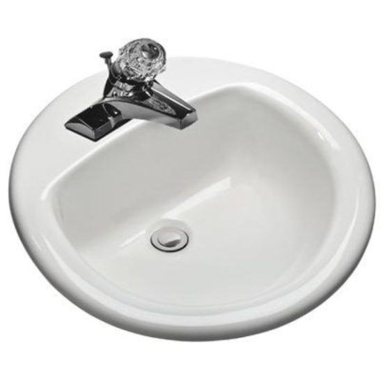 Round Drop-In Bathroom Sink, White