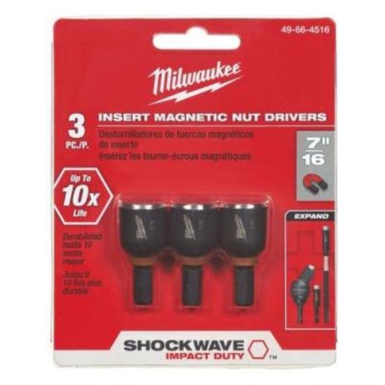 Milwaukee 7/16 In. x 1-1/2 In. Insert Impact Nutdriver, (3-Pack)