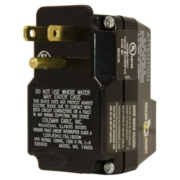 Yellow Jacket 15A 120V GFCI Portable Plug-In Adapter