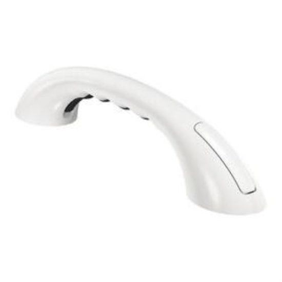 Moen Home Care 9 In. x 7/8 In. Concealed Screw Glacier Grab Bar, White with Rubber Pad