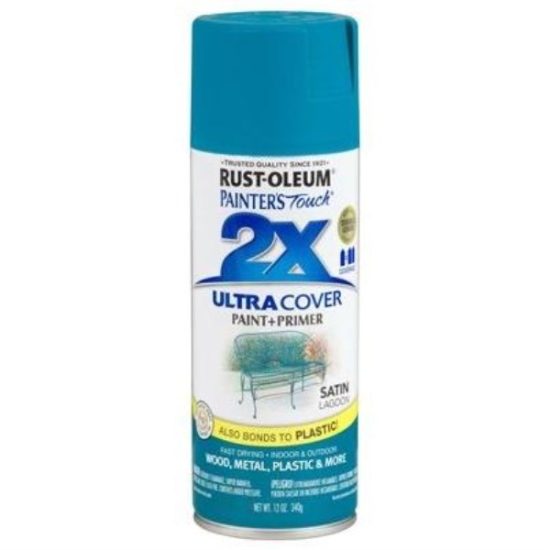 Rust-Oleum Painter's Touch 2X Ultra Cover 12 Oz. Satin Paint + Primer Spray Paint, Lagoon
