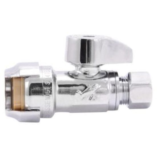 SharkBite 1/2 In. x 3/8 In. Compression Brass Straight Stop Valve