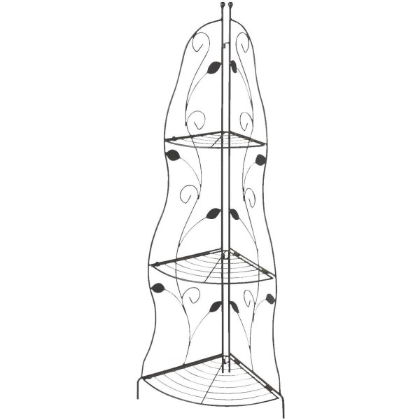 Best Garden Black Steel 45 In. Corner Plant Stand