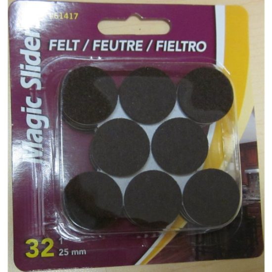 Magic Sliders 1 In. Round Brown Self-Adhesive Ultra Heavy-Duty Pad (32-Pack)