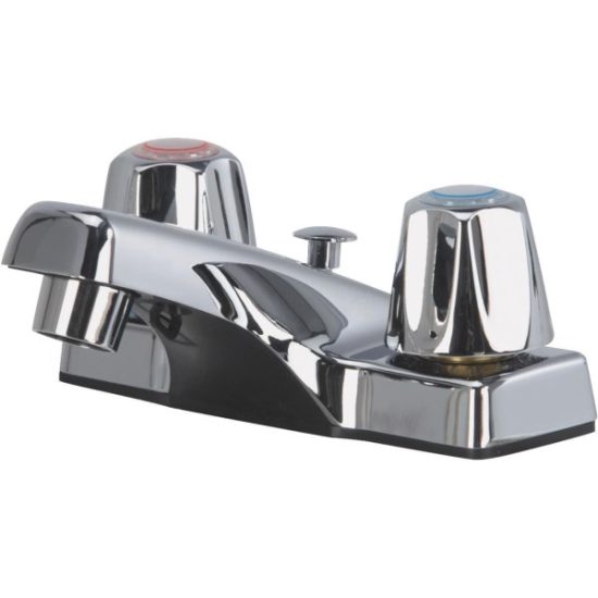Home Impressions Chrome 2-Handle Knob 4 In. Centerset Bathroom Faucet with Pop-Up