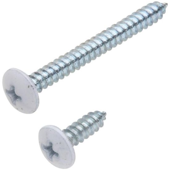 National 152 Phillips Truss Ornamental Steel Shelf Bracket Screw, Antique White (8-Count)
