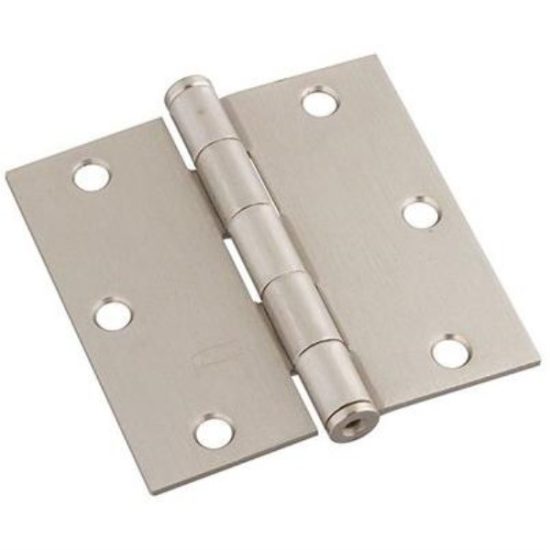 National 3-1/2 In. Square Satin Nickel Door Hinge (3-Pack)