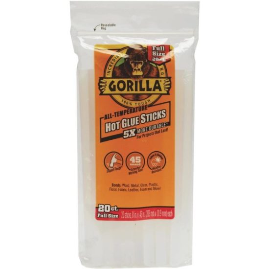 Gorilla 8 In. Standard Clear Hot Melt Glue (20-Pack)