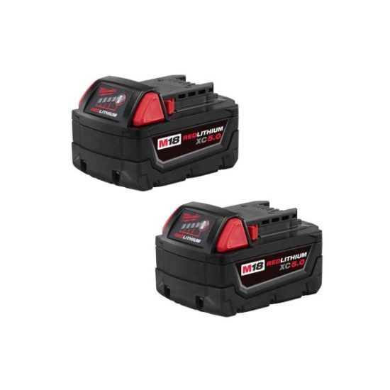 Milwaukee M18 REDLITHIUM XC 18 Volt Lithium-Ion 5.0 Ah Extended Capacity Tool Battery (2-Pack)