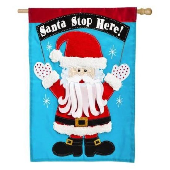 Evergreen Flag Santa Stop Here House Flag