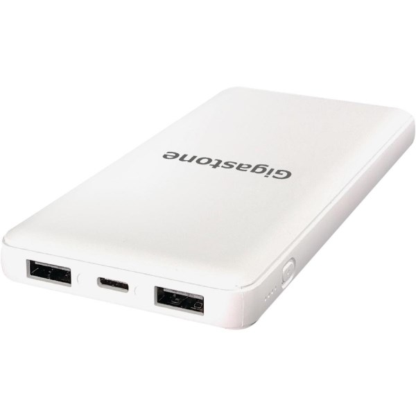 Gigastone 10,000 mAh Dual USB Output White Power Bank