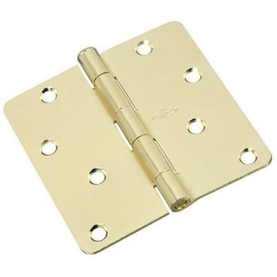 National 4 In. x 1/4 In. Radius Polished Brass Door Hinge