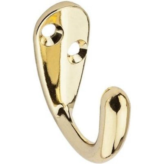 National Brass Single Cloth Wardrobe Hook, 2 per Card