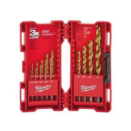 Milwaukee THUNDERBOLT 14-Piece Titanium Drill Bit Set, 1/16 In. thru 1/2 In.