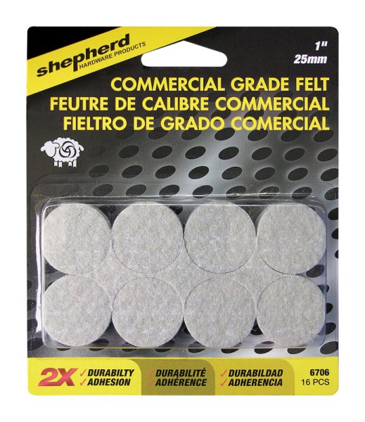 Shepherd 1 In. Beige Self-Adhesive Commercial Grade Felt Pads (16-Count)