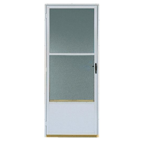 Croft Continental Style 32 In. W x 80 In. H x 1-1/4 In. Thick White Self-Storing Aluminum Storm Door