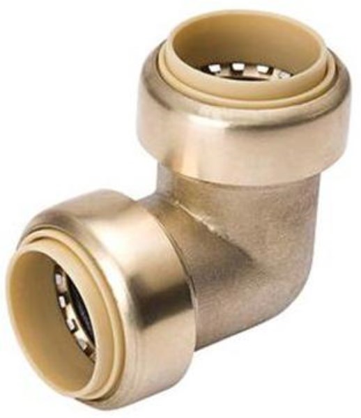 ProLine 3/4 In. PF x 1/2 In. PF 90 Deg. Push Fit Brass Elbow (1/4 Bend)
