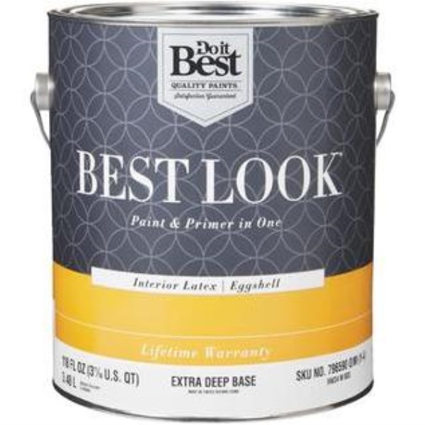 Best Look Latex Paint & Primer In One Eggshell Interior Wall Paint, Extra Deep Base, 1 Gal.