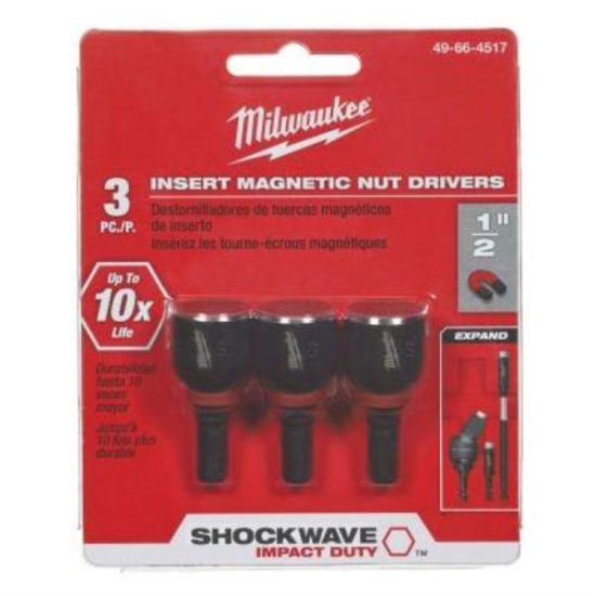 Millwaukee SHOCKWAVE 1/2 In. x 1-1/2 In. Insert Impact Nutdriver, (3-Pack)