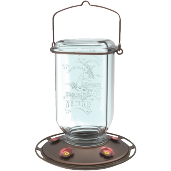 More Birds 25 Oz. Glass Mason Jar Hummingbird Feeder