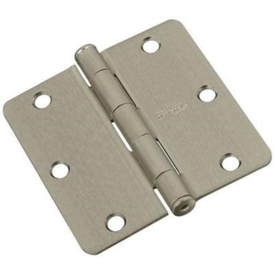 National 3-1/2 In. X 1/4 In. Radius Satin Nickel Door Hinge (3-Pack)