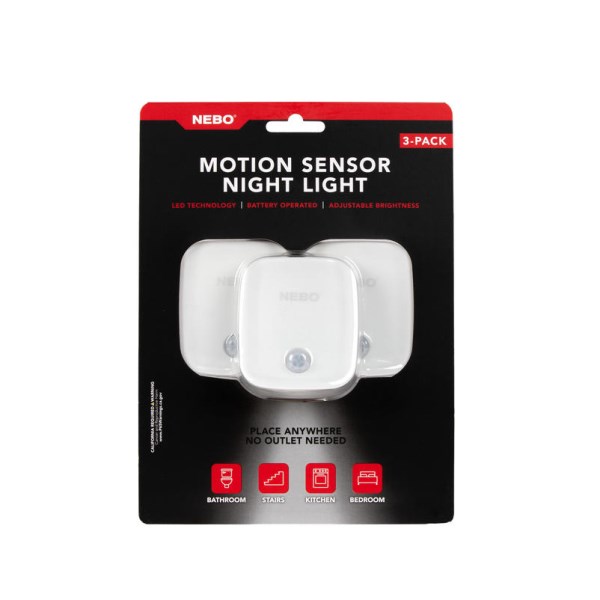 3008209 Motion-Sensing LED Night Light, White - Pack of 3