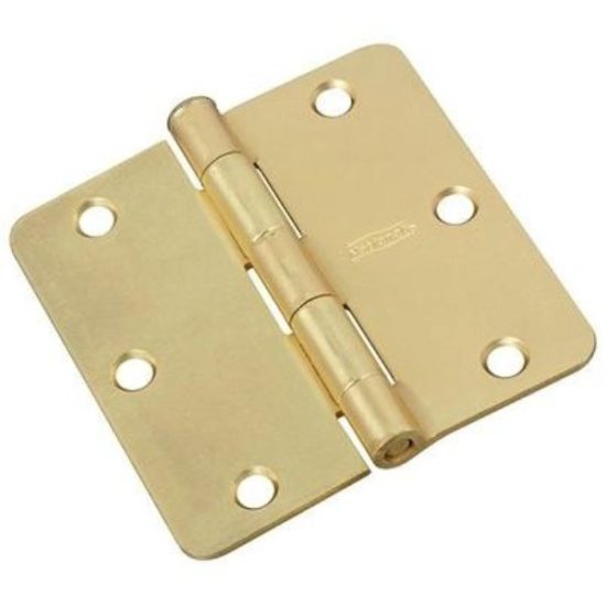 National 3-1/2 In. x 1/4 In. Radius Satin Brass Door Hinge