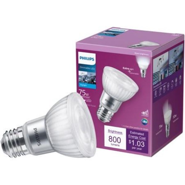 Philips 75W Equivalent Daylight PAR20 Medium Dimmable LED Floodlight Light Bulb