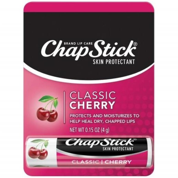 ChapStick Classic (Cherry Flavor, 0.15 Ounce) Skin Protectant Lip Balm Tube (1 Blister Pack of 1 Stick)